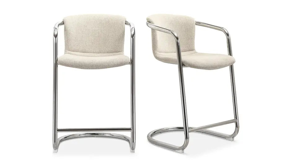 Freeman Chrome Frame Counter Stool Blended Cream - Set of Two