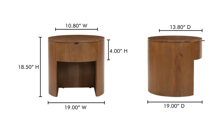 Theo 1 Drawer Nightstand Brown