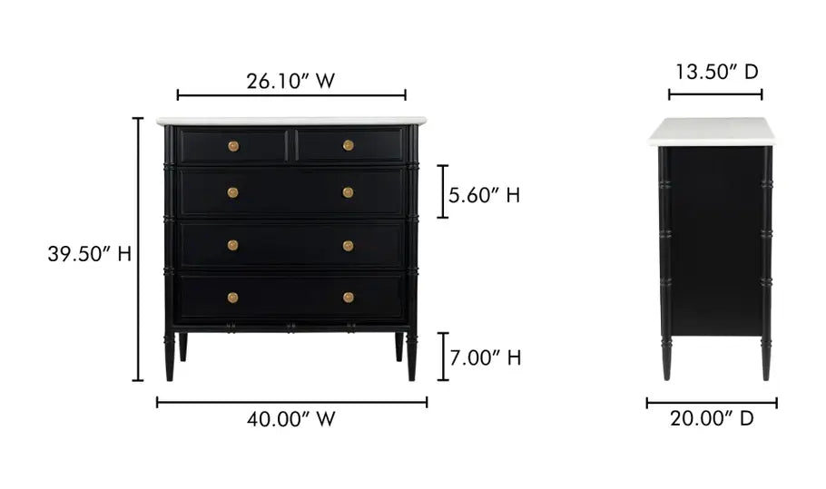 Eleanor 5 Drawer Chest Black