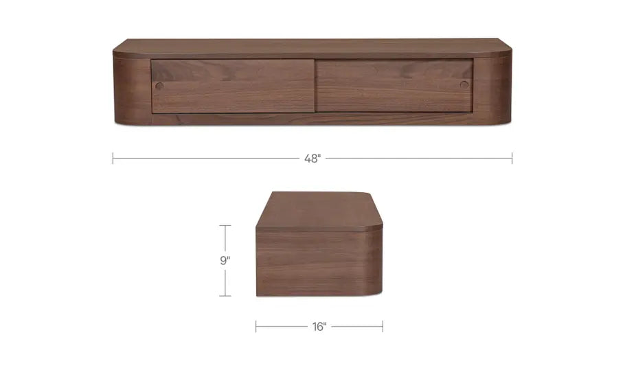 Round Off Floating Console Table Walnut