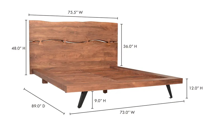 Madagascar Platform Bed Queen Brown