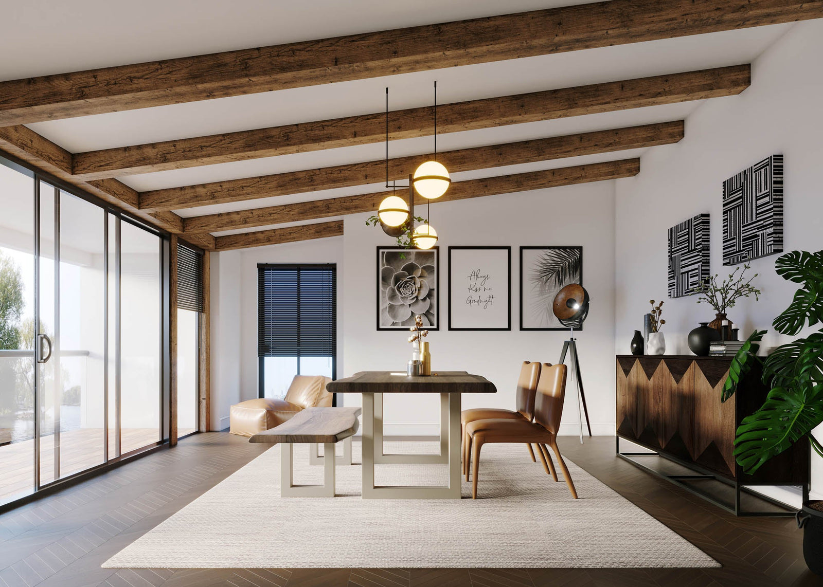 TAJ Dining Bench - Vinegar Matte