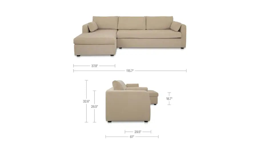 Burrow Sleeper Sectional With Storage Chaise Sand
