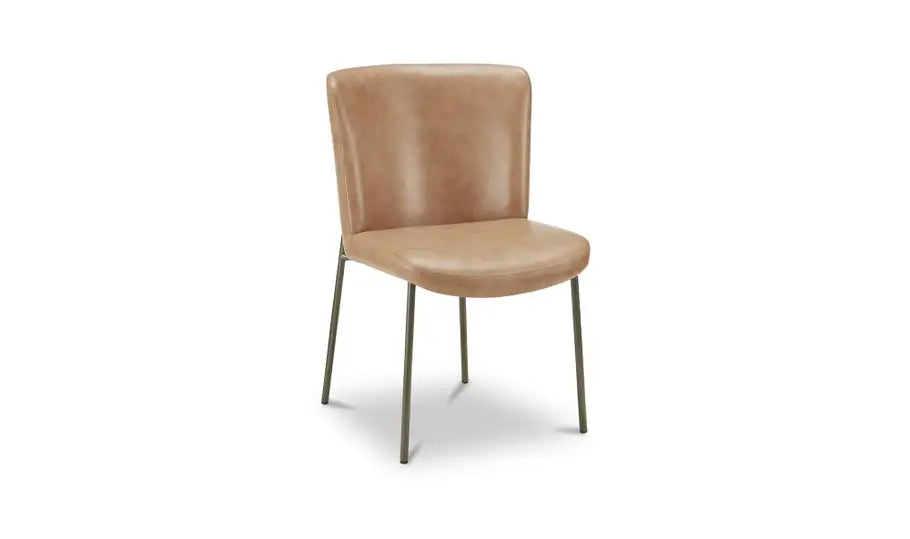 Early Dining Chair Tan Leather-Set Of Two