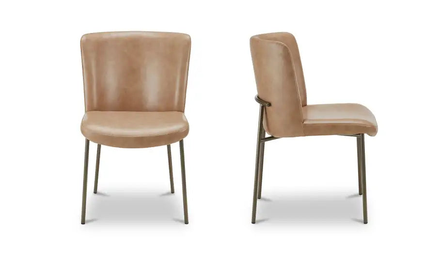 Early Dining Chair Tan Leather-Set Of Two