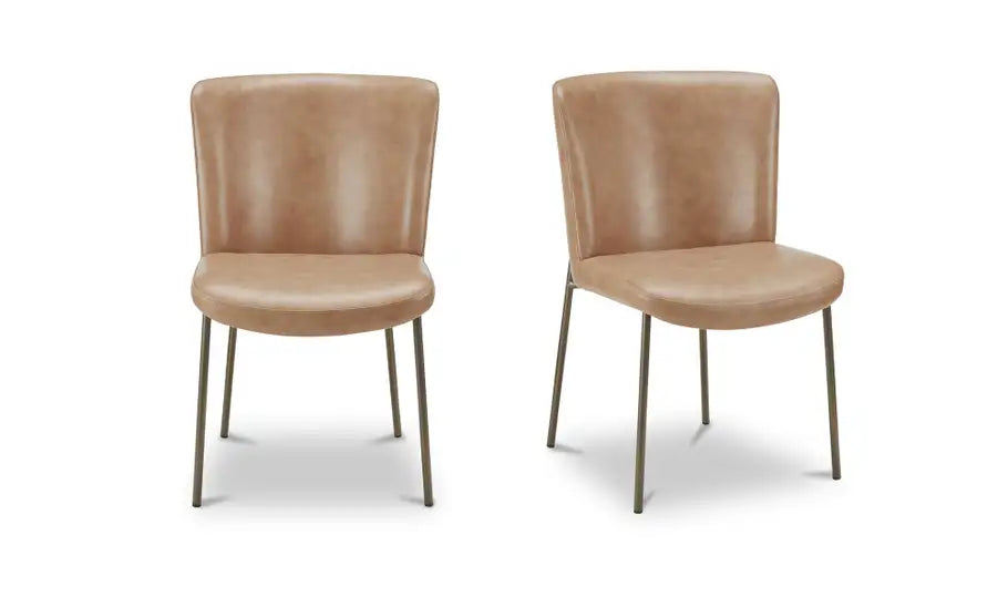 Early Dining Chair Tan Leather-Set Of Two