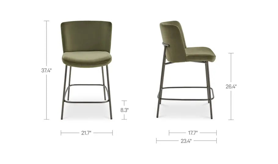 Early Counter Stool Faux Green Mohair