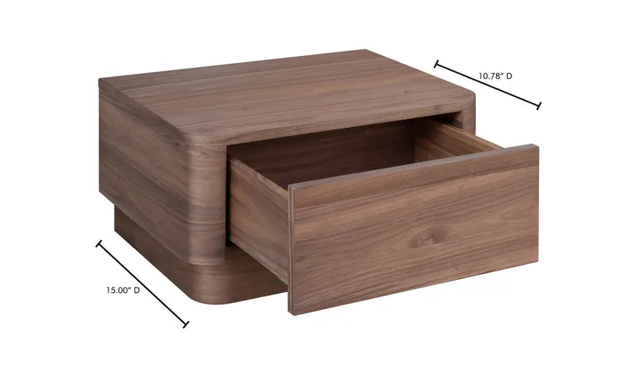 Round Off Small Nightstand Walnut