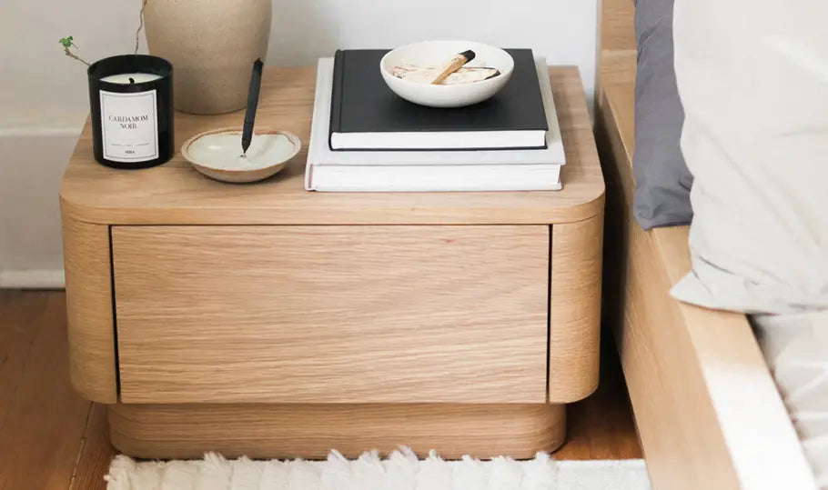 Round Off Small Nightstand Light Oak Brown