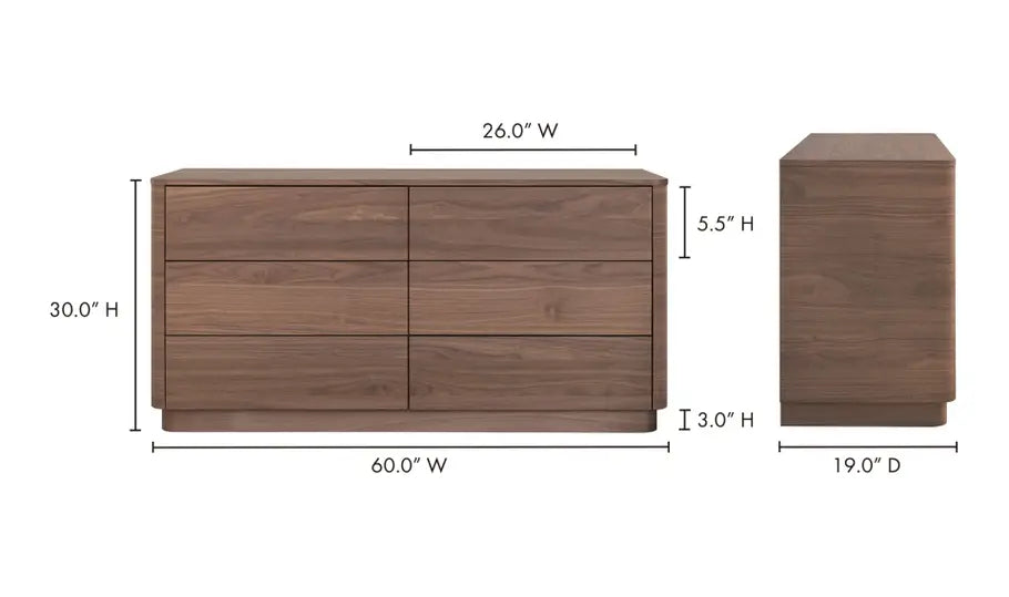 Round Off Dresser Walnut Brown