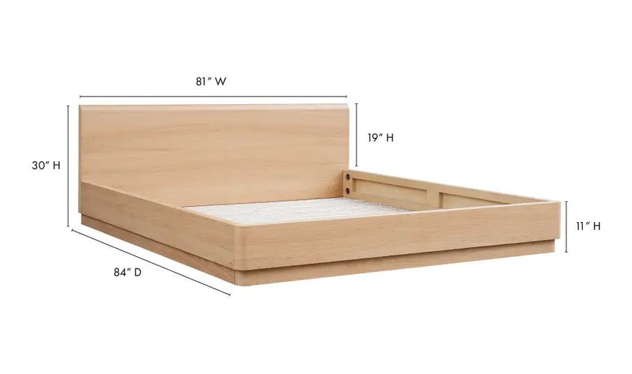 Round Off King Bed Light Oak Brown