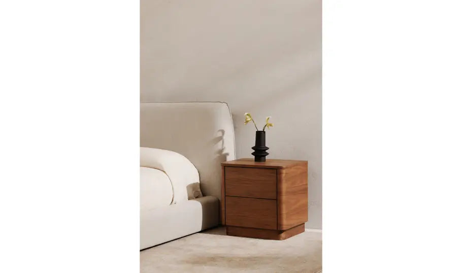Round Off Tall Nightstand Walnut Brown
