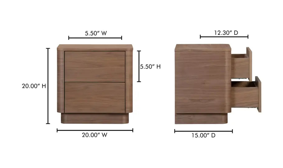 Round Off Tall Nightstand Walnut Brown