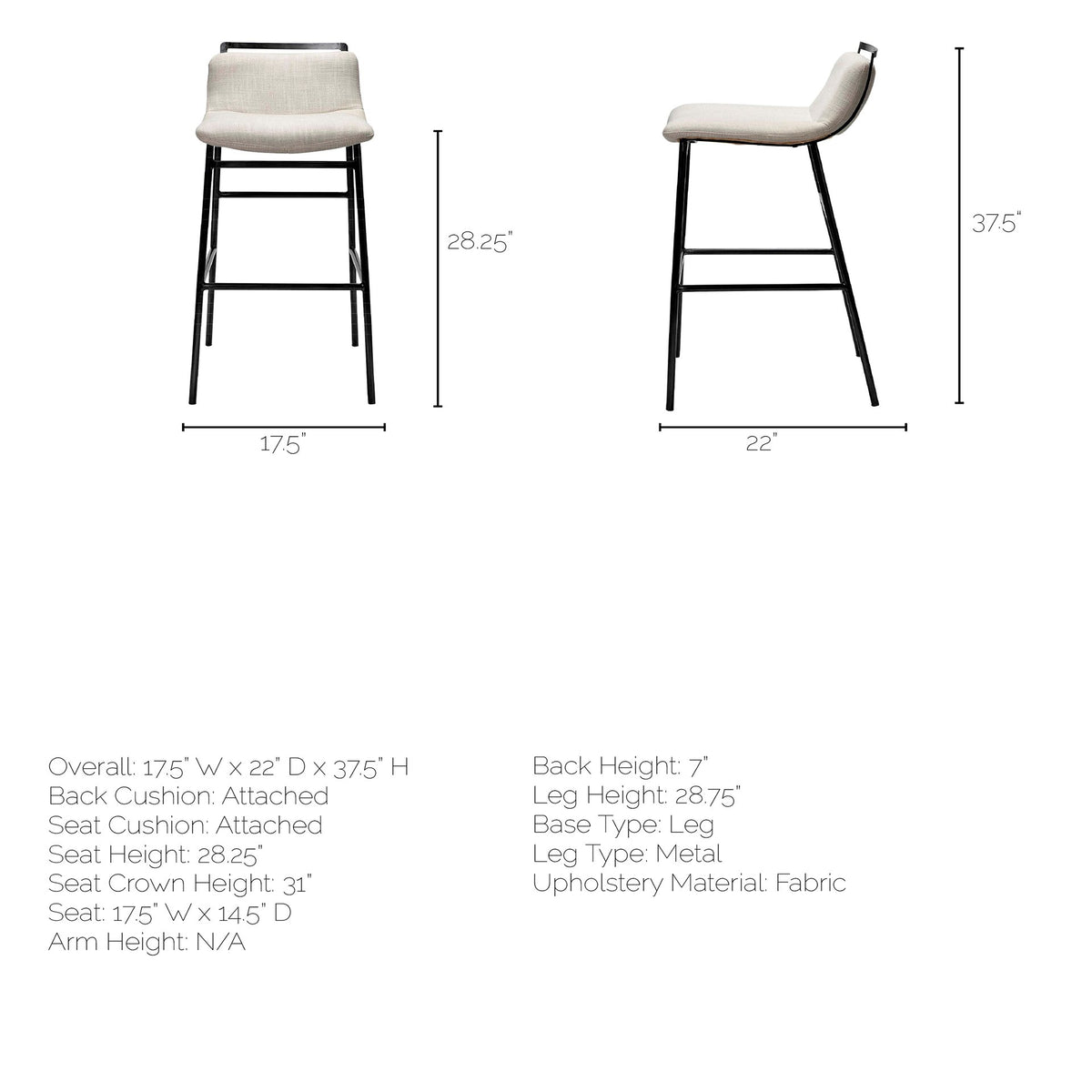 Kavalan Bar Stool- Fabric Seat