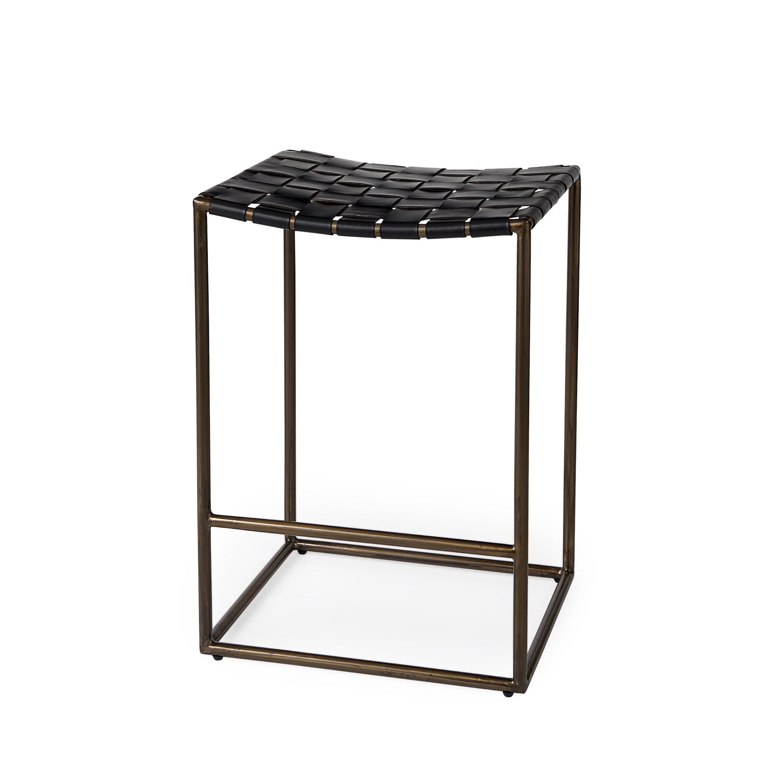 Clarissa Counter Stool Black Leather/Gold Frame