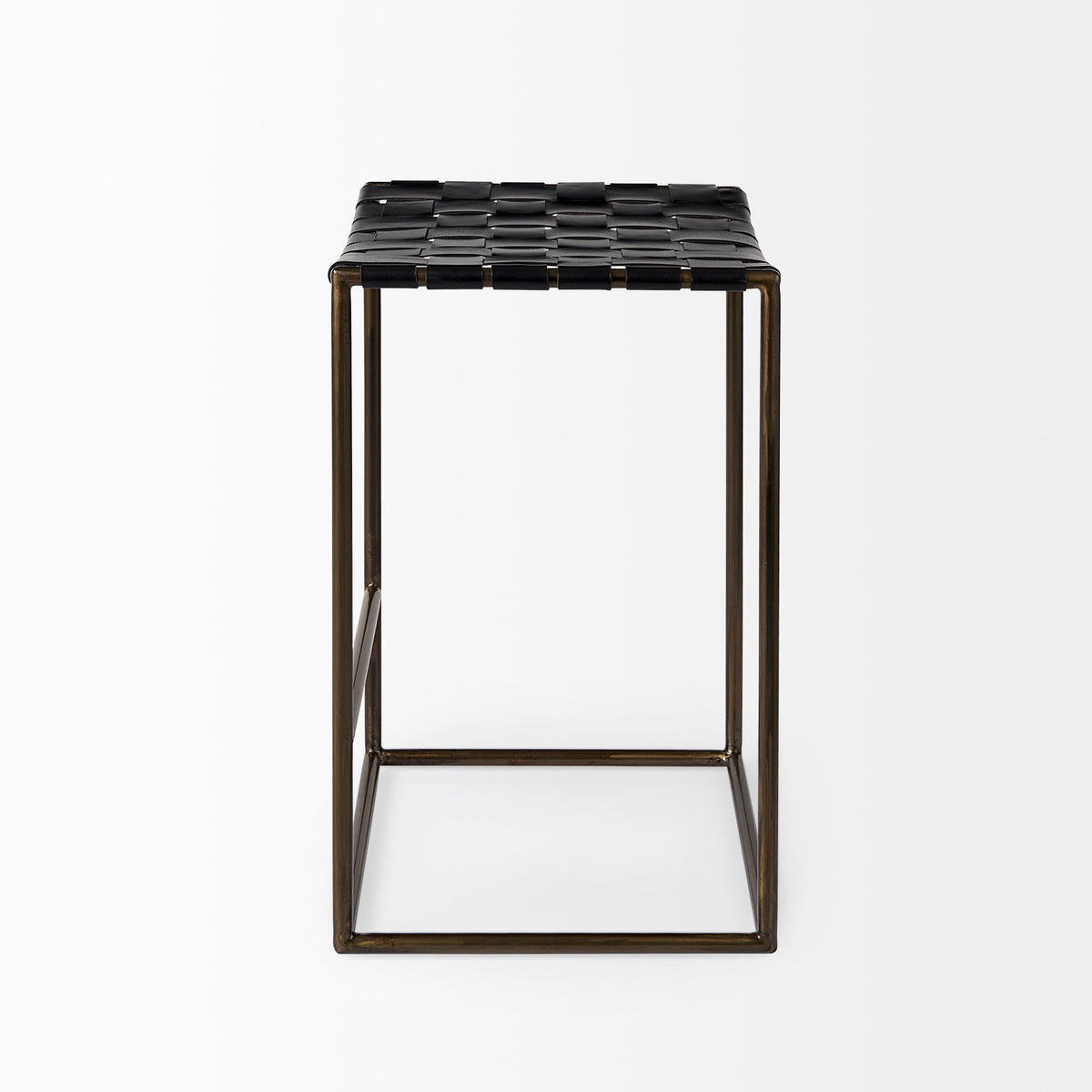 Clarissa Counter Stool Black Leather/Gold Frame