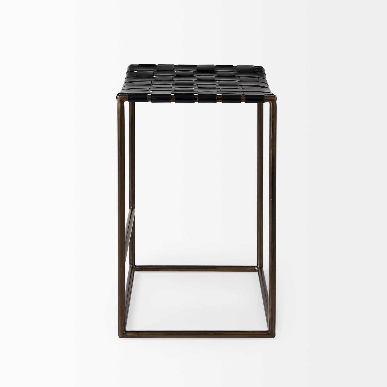 Clarissa Counter Stool Black Leather/Gold Frame