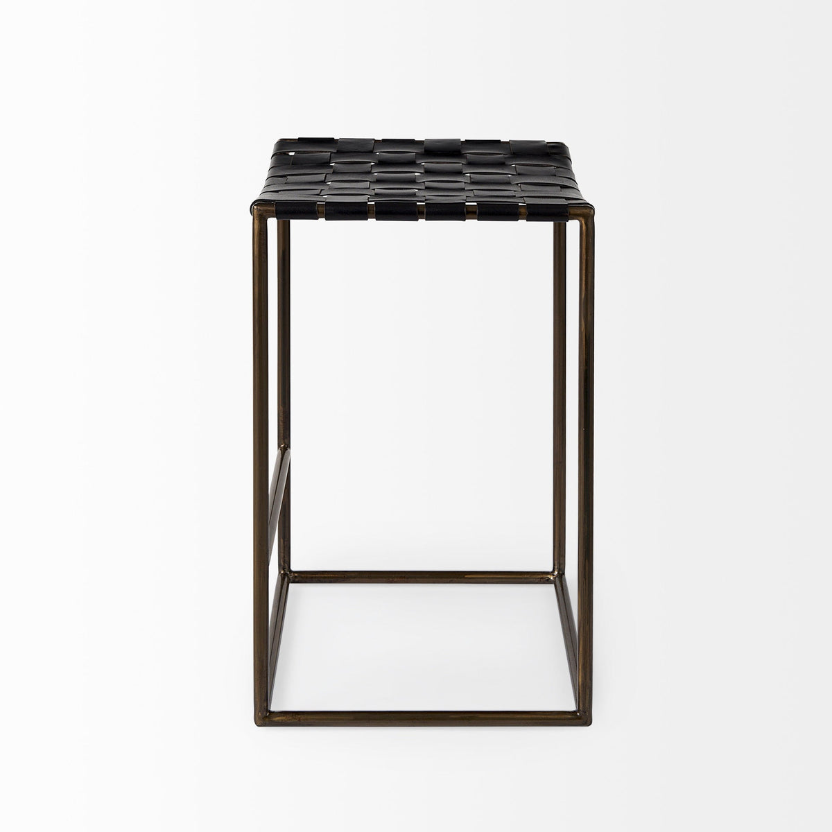 Clarissa Bar Stool Black Leather/Nickel Frame