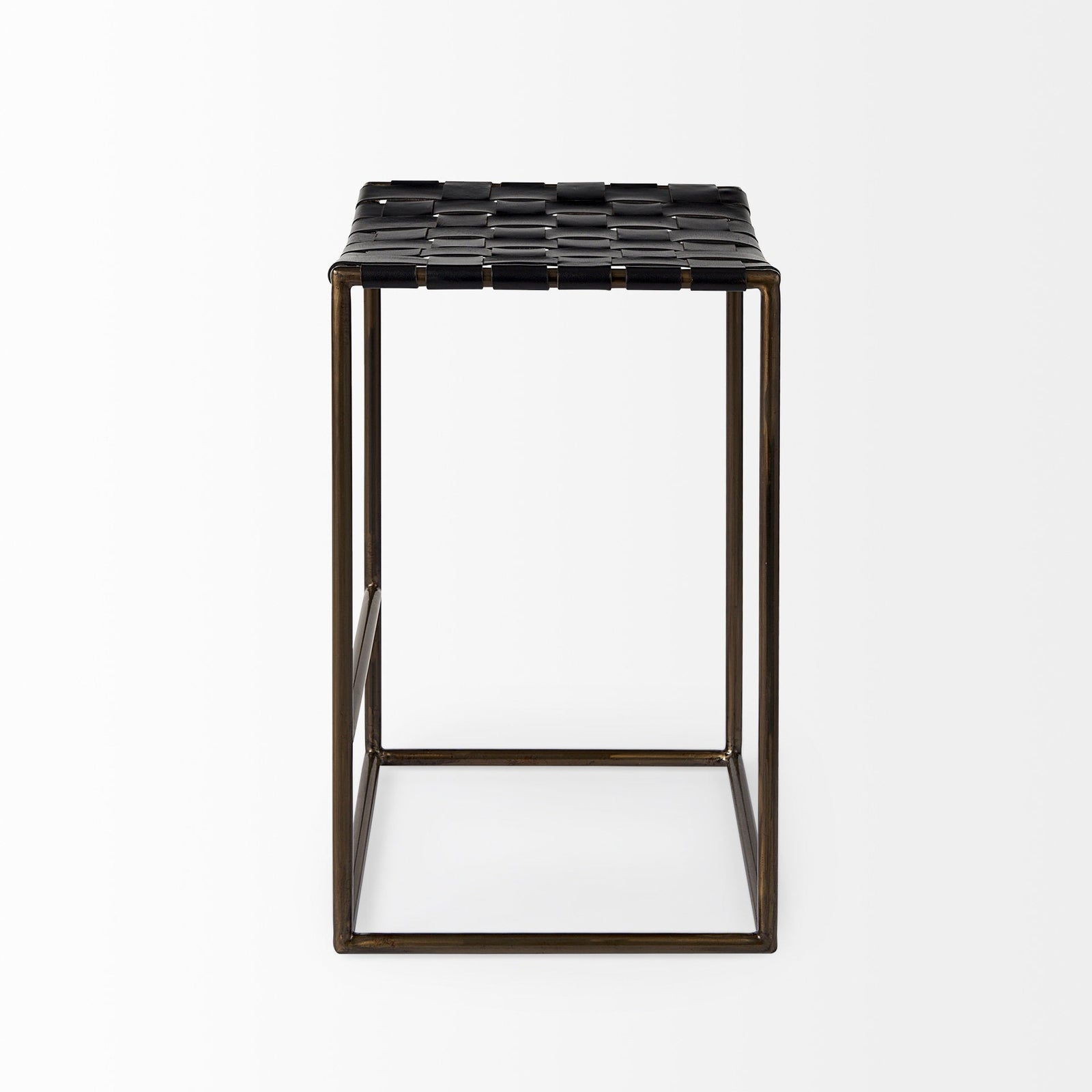 Clarissa Bar Stool Black Leather/Nickel Frame