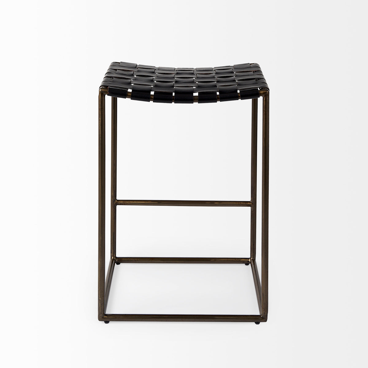 Clarissa Counter Stool Black Leather/Gold Frame