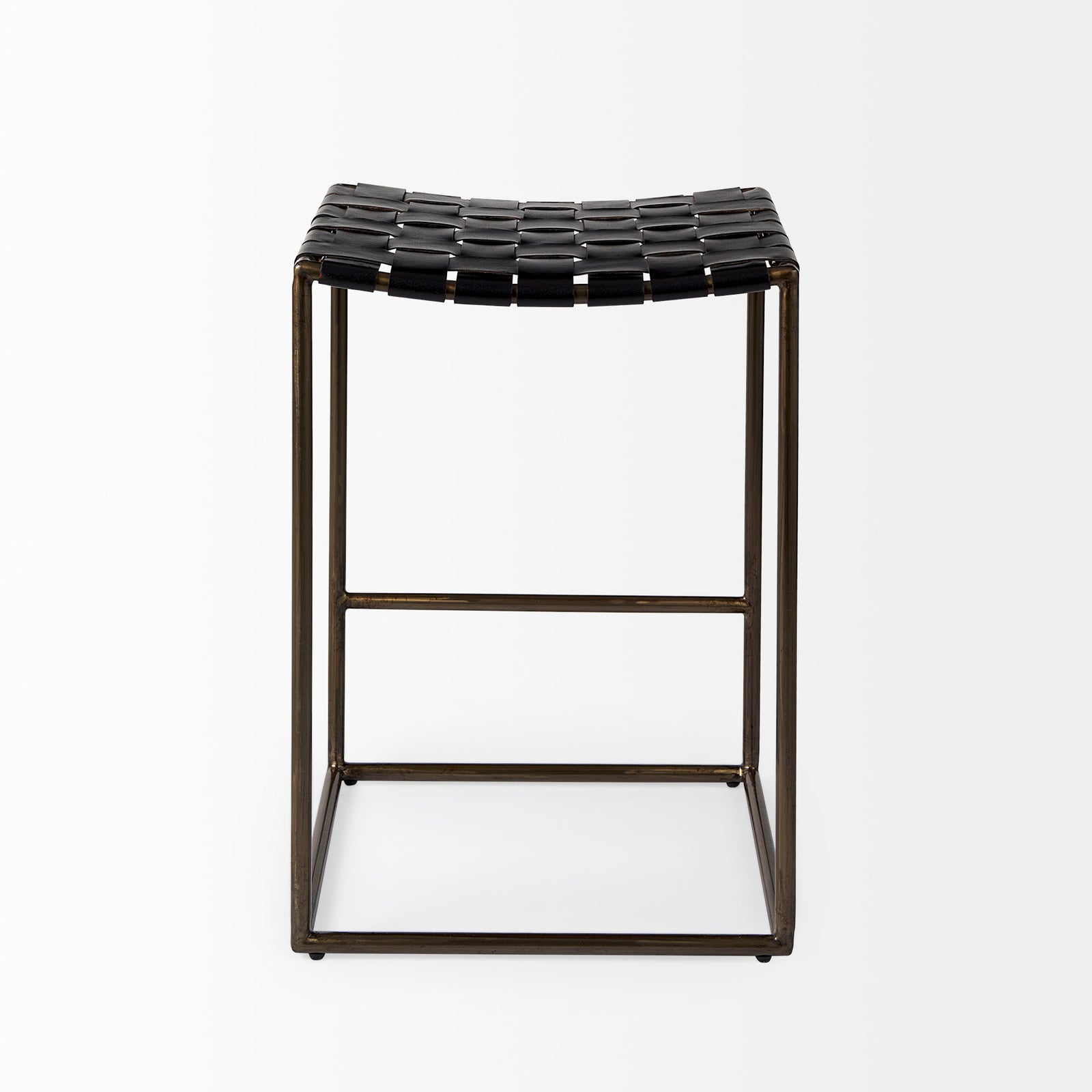Clarissa Counter Stool Black Leather/Gold Frame