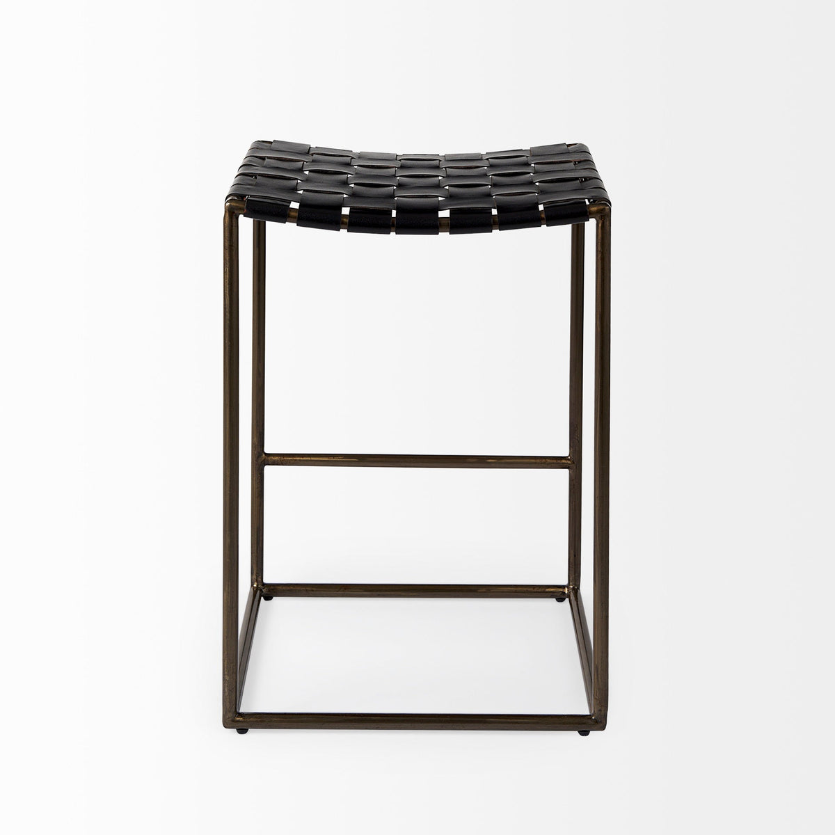 Clarissa Bar Stool Black Leather/Nickel Frame