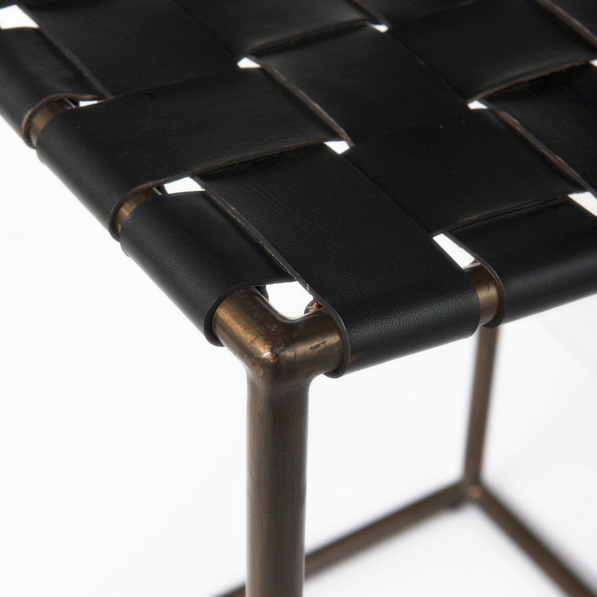 Clarissa Counter Stool Black Leather/Gold Frame