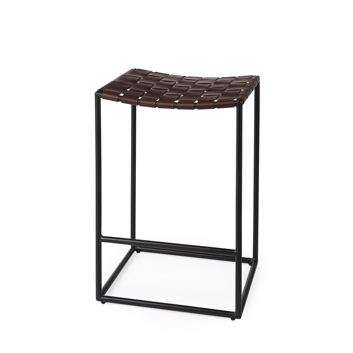 Clarissa Bar Stool Brown Leather/Black Frame