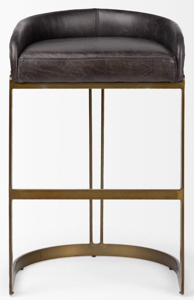 Hollyfield Counter Stool- Black Leather
