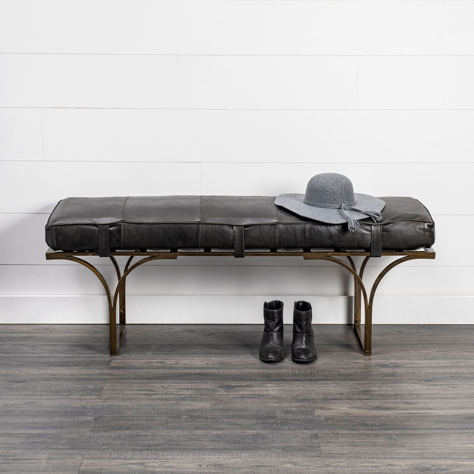 Jessie Bench Antique Black Leather