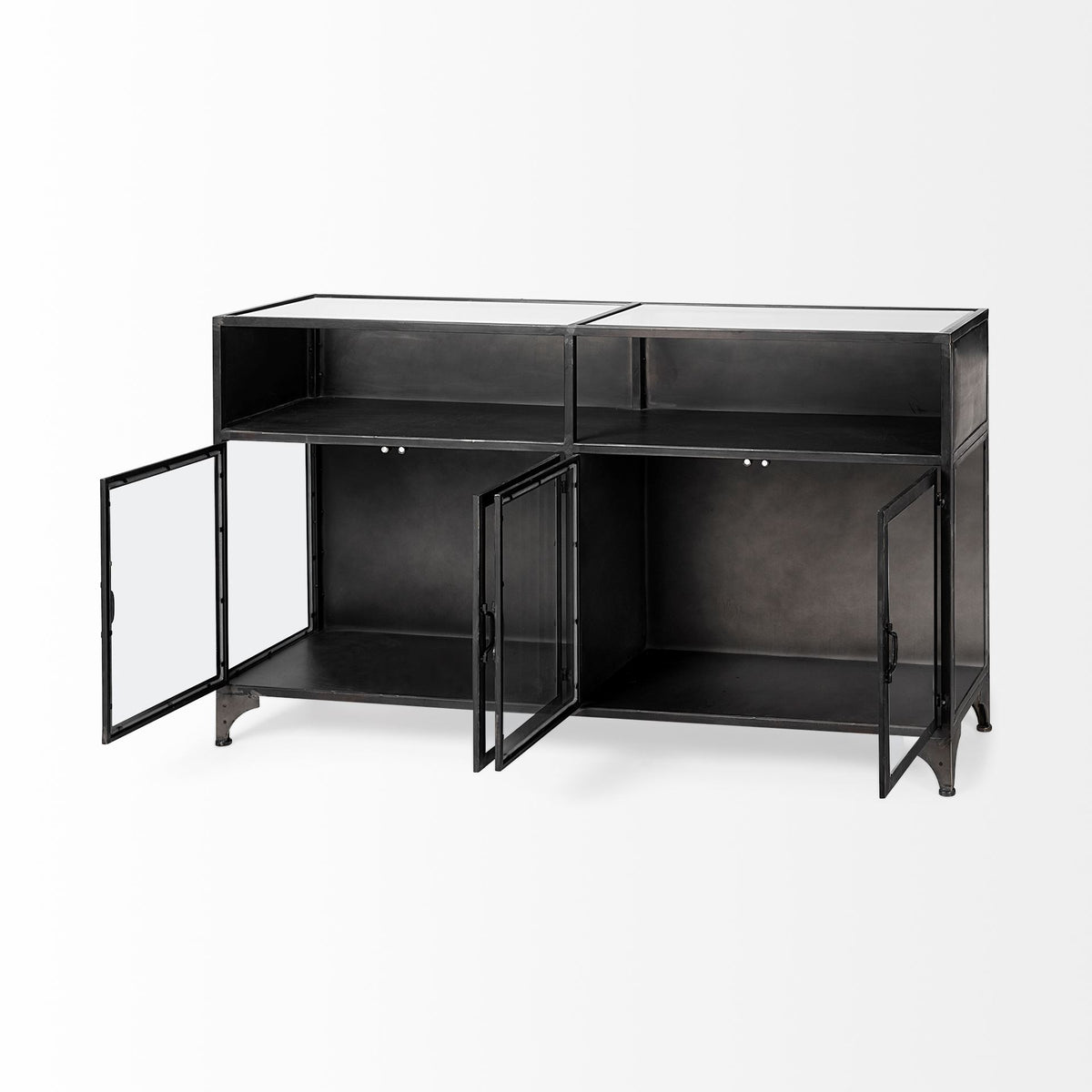 Pender Industrial Sideboard-Glass &amp; Steel