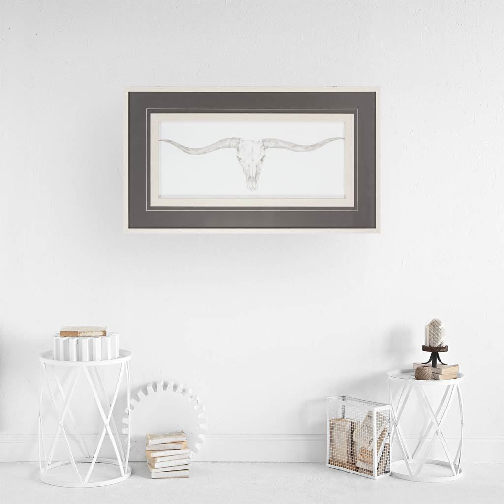 Western Skull Mount | Long Horn Skull Framed Art