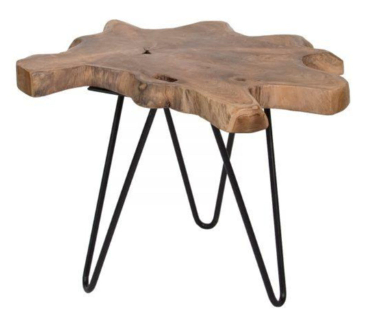 Natura Hairpin Nesting Teak Live Edge Table Large