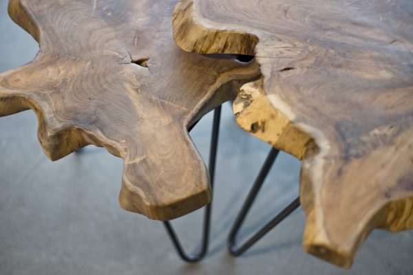Natura Hairpin Teak Live Edge Nesting Table Small